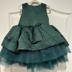 Moon and Star Girls’ Green Holiday Party Dress
